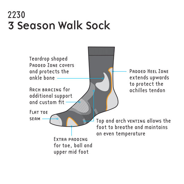 2230 walk sock features