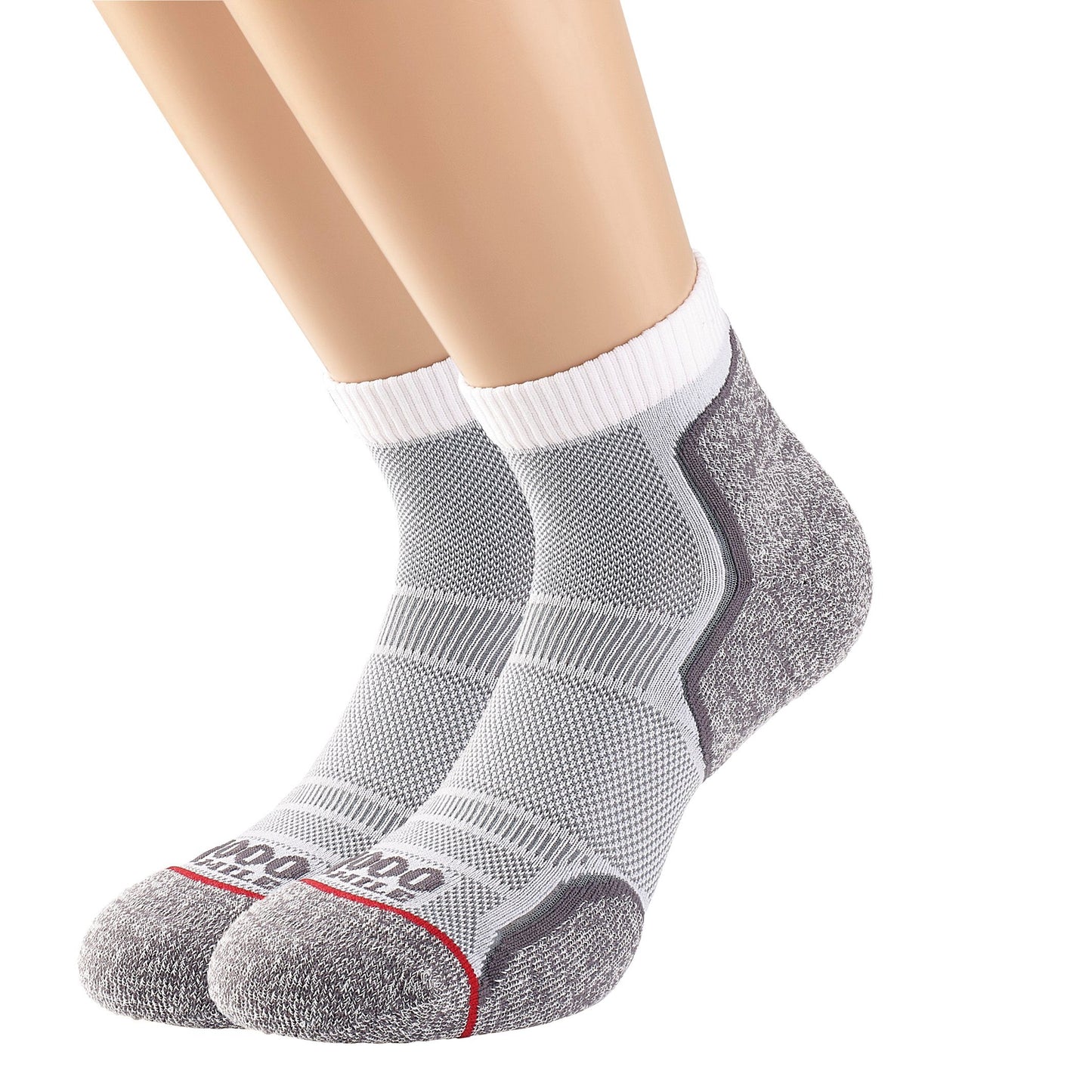 White Women's Run Anklet Single Layer Sock Twin Pack